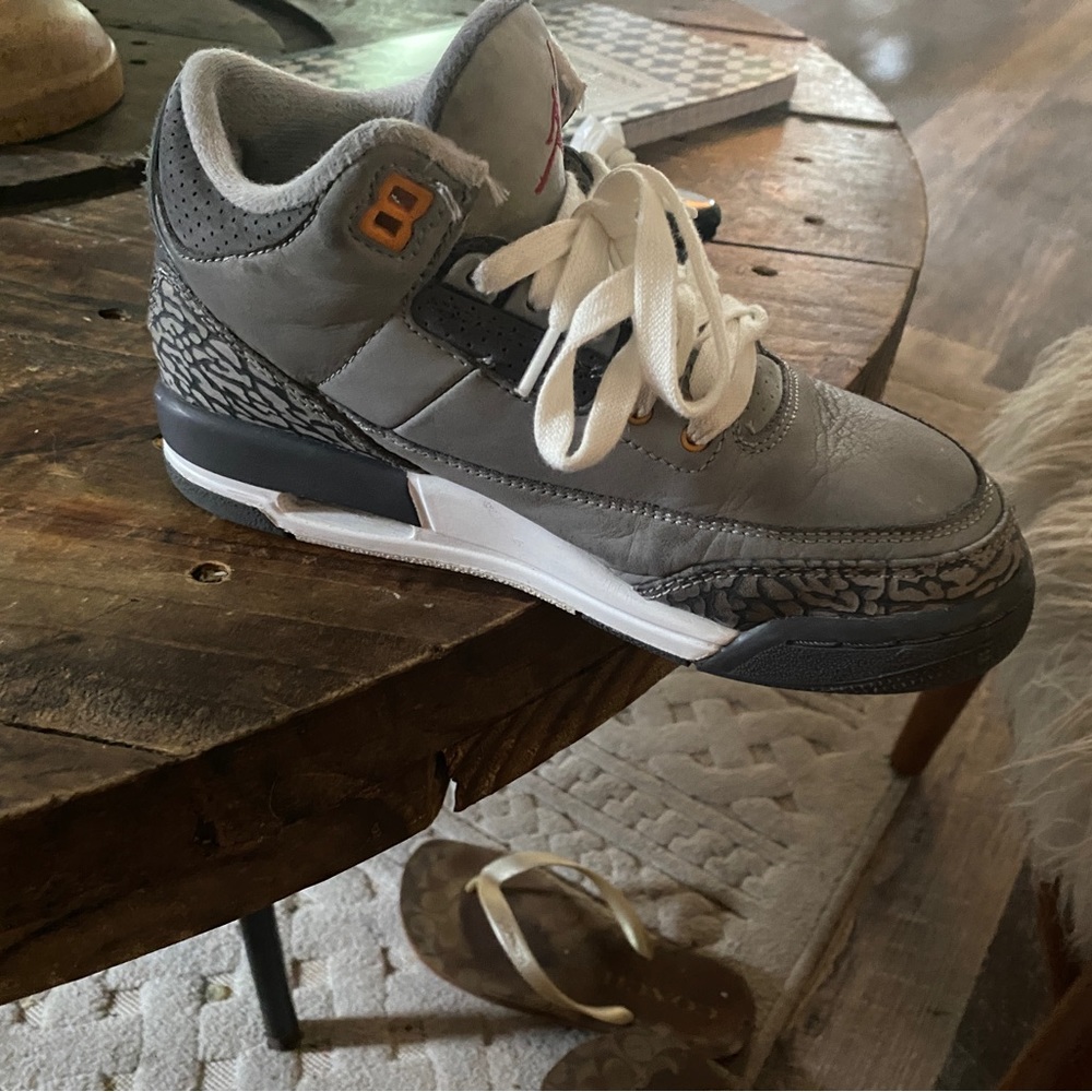 Jordan 3 Retro "Silver/Sport Red/Orange Size 3.5